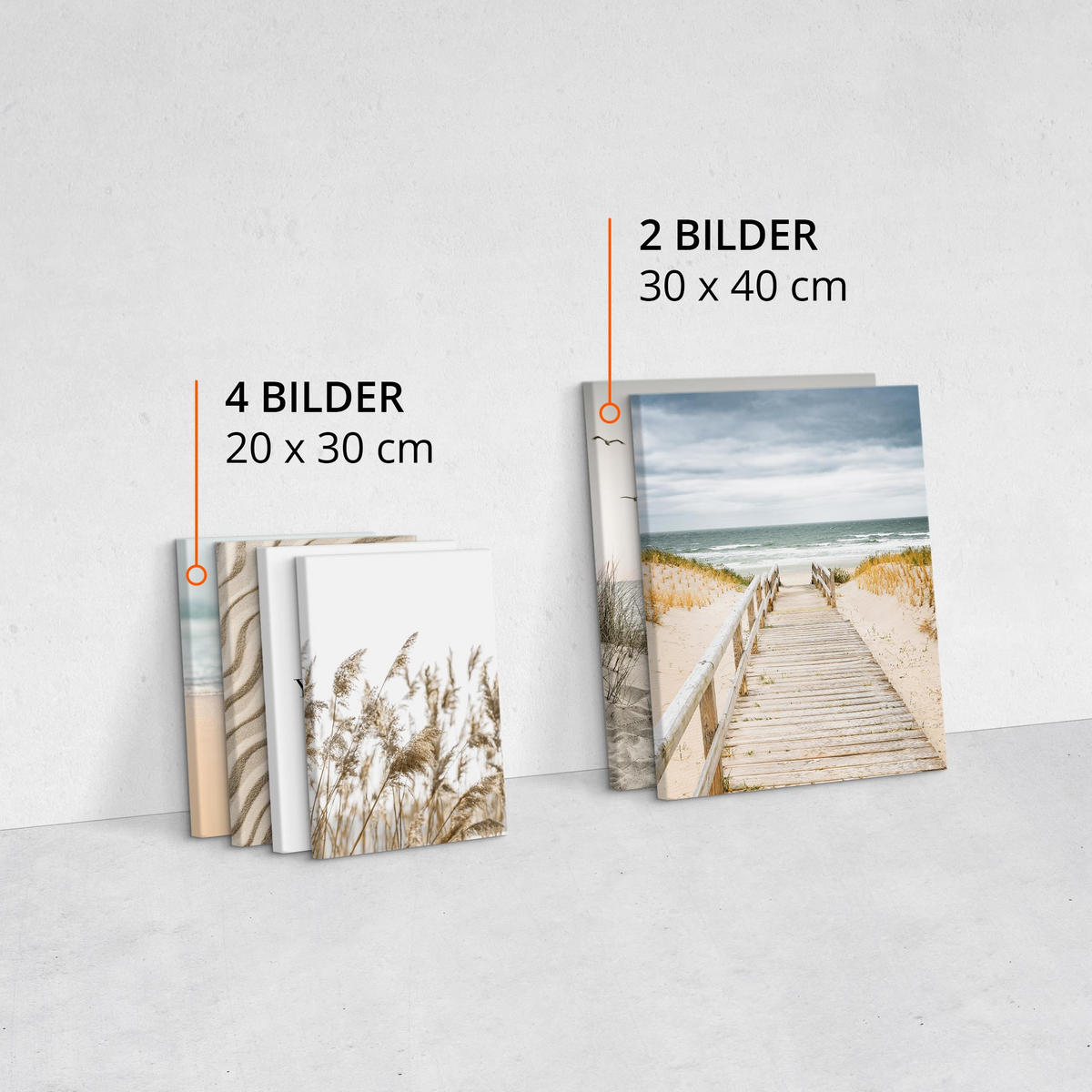 LEINWANDBILDER 6-er Set Strand Meer 3D - Blau/Beige, Textil (90/80cm) - Muralo