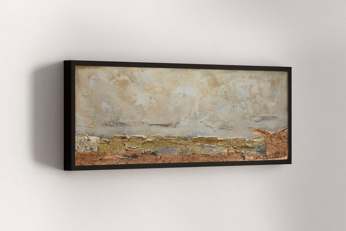 ACRYLBILD HANDGEMALT 120/40 cm - Weiß/Braun, Holz/Textil (1.76/40cm) - KUNSTLOFT