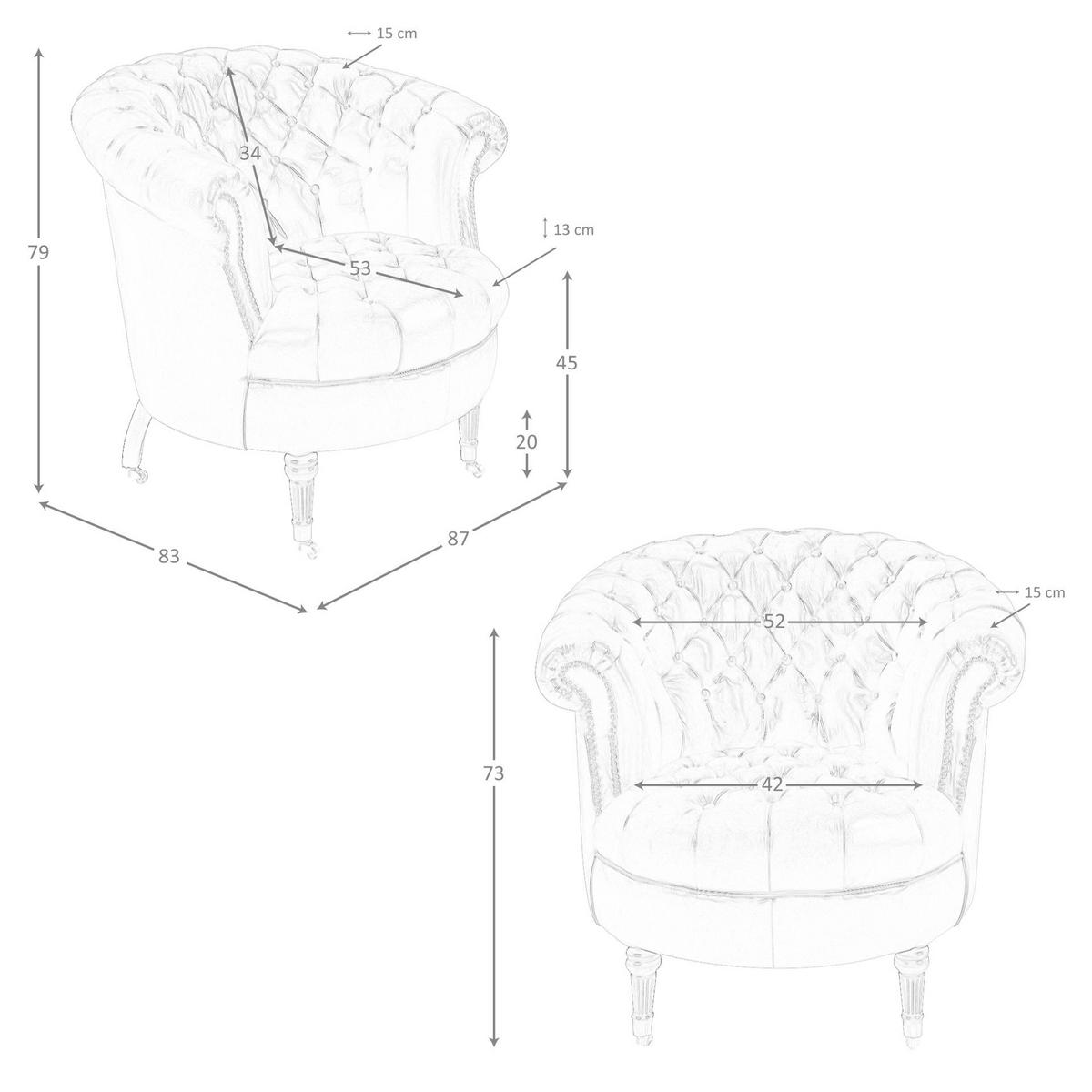 CHESTERFIELD-SESSEL Chester-Sessel aus cognacbraunem Leder 87/83/79 cm - Cognac/Walnussfarben, Leder/Holz (87/79/83cm) - ANGEL CERDA