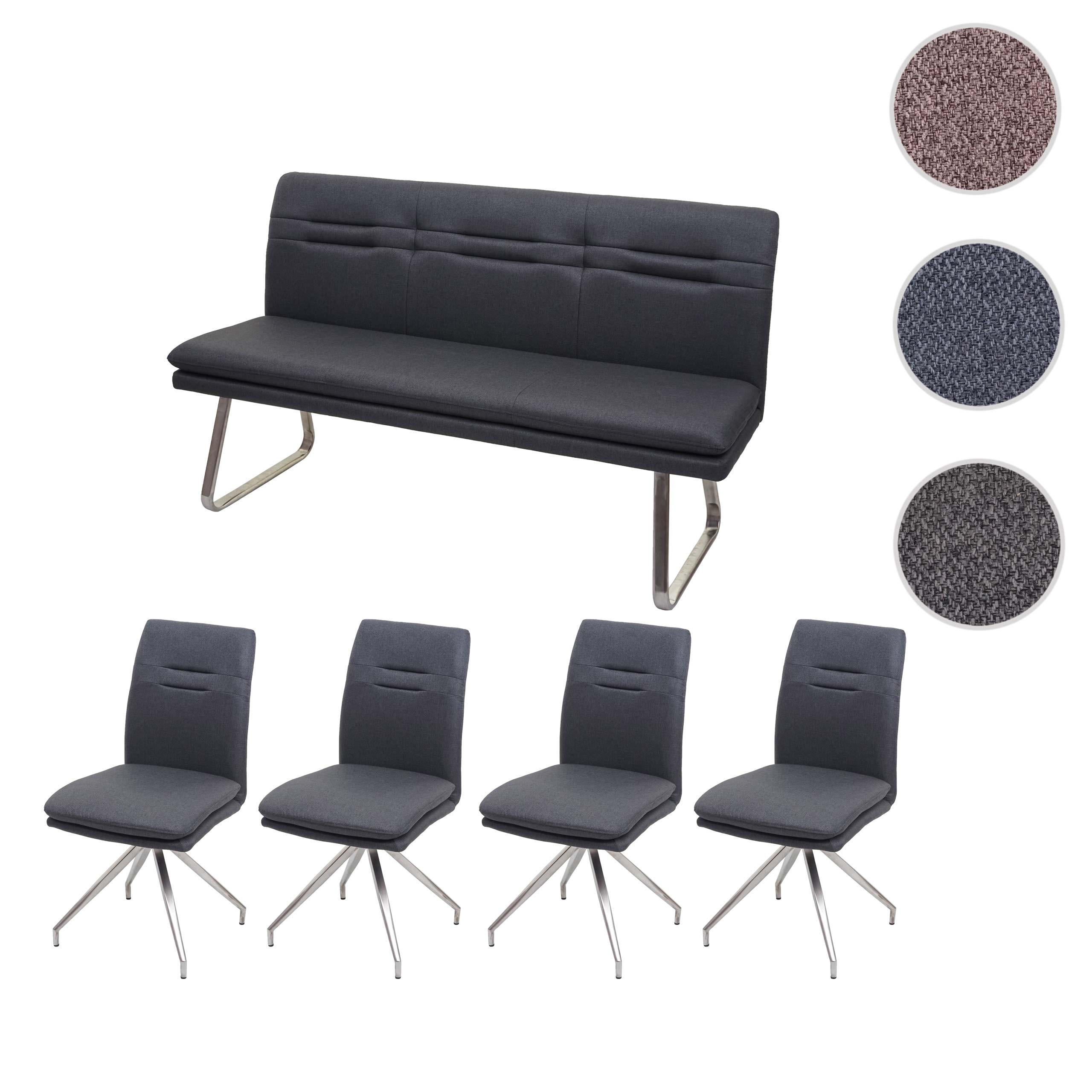 ESSZIMMER-SET Anthrazit 5er-Set - Anthrazit, Textil (160/90/60cm) - MCW