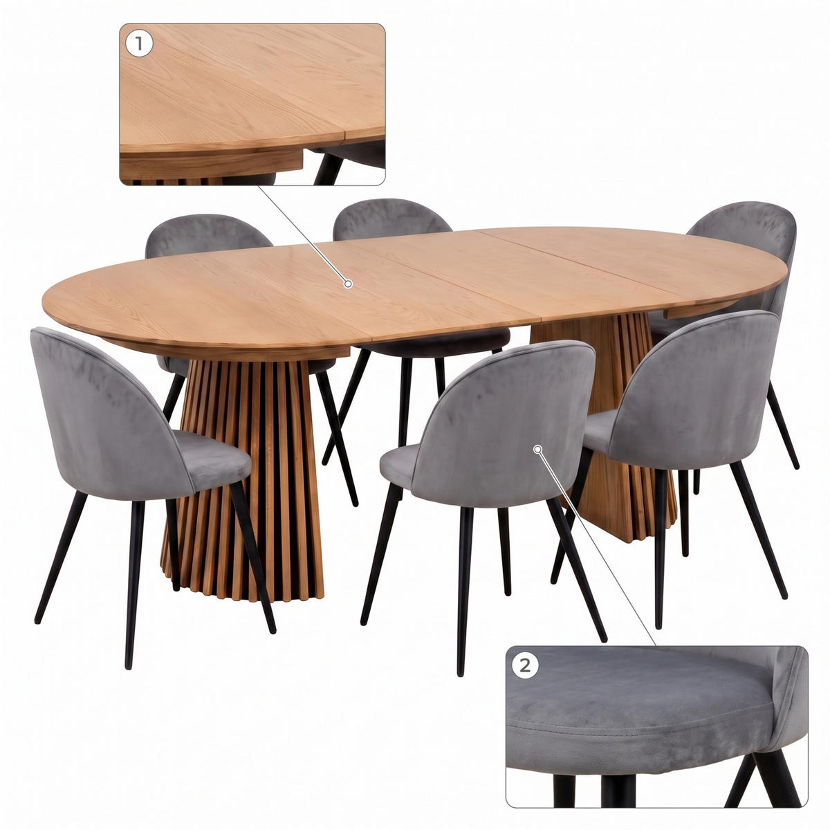 MATGRUPP Tokyo för 6 personer 120 x 120 x 75 cm – natur - Naturfärgad/Honungsek, Trä/Träbaserade material (120/75/120cm) - ebuy24