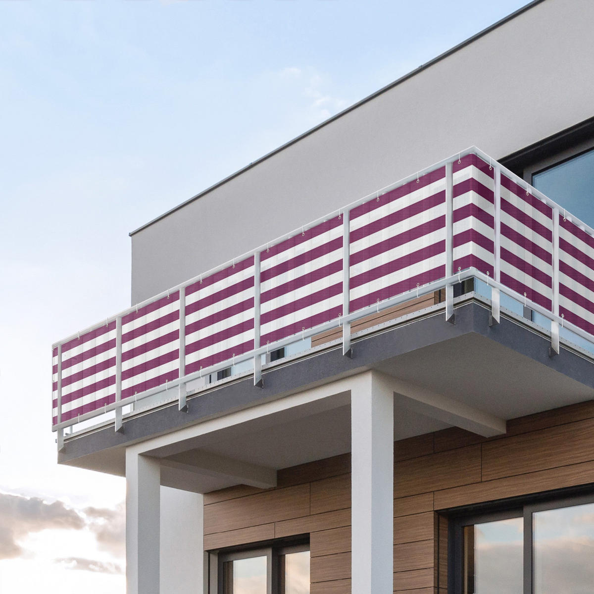 BALKON SICHTSCHUTZ Querstreifen in Fuchsia 250/90 cm - Violett, Kunststoff (250/90cm) - Bilderwelten