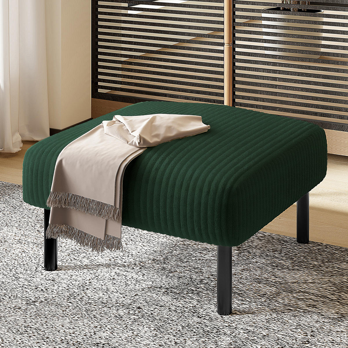 HOCKER Fußhocker Cord,Grün - Grün, Textil (56/39/51cm) - LVHOM