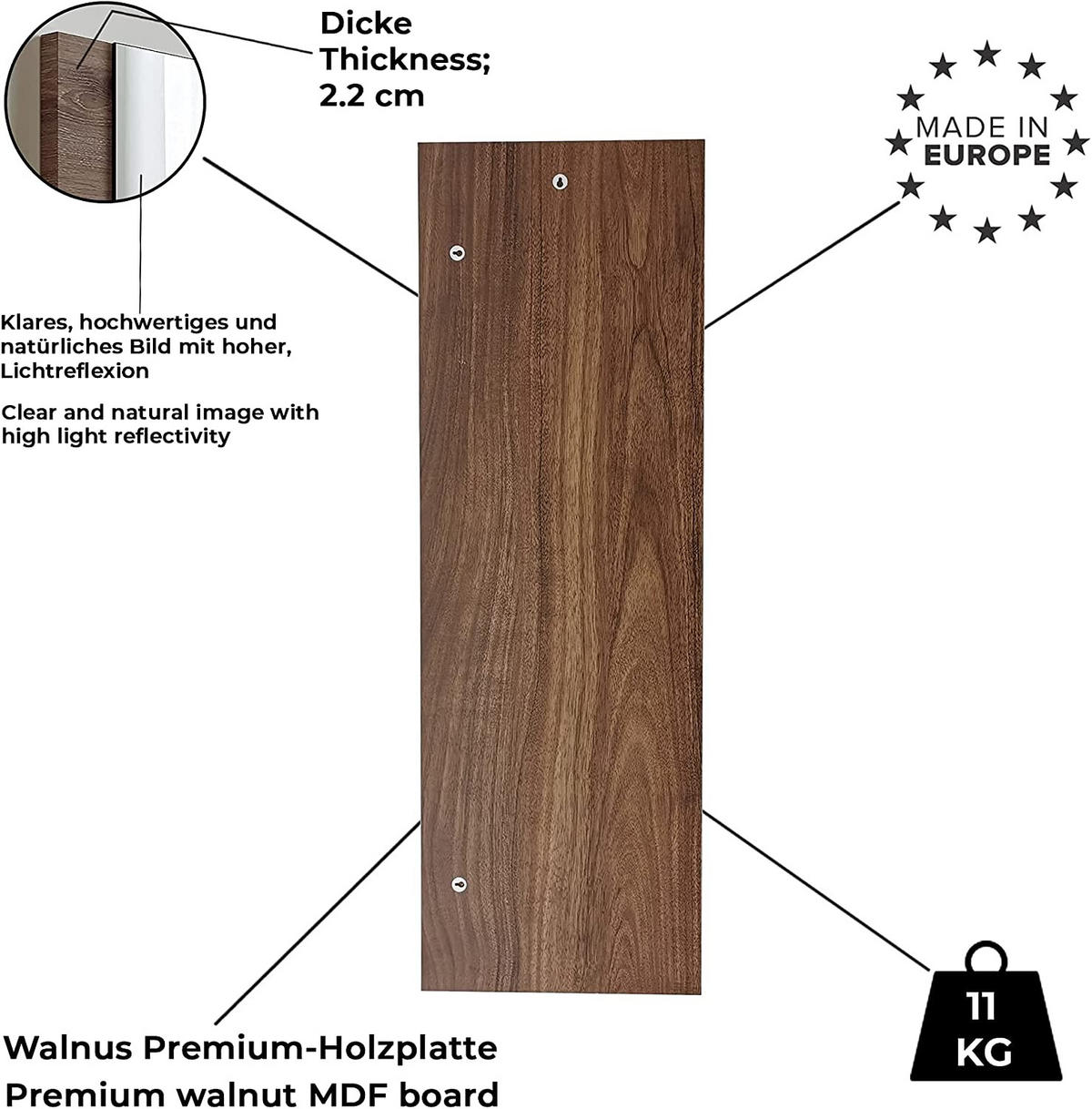 WANDSPIEGEL mit Holzsockel, 40x115cm - Braun, Holz (120/40cm) - Gozos