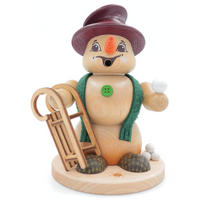 RAUCHFIGUR Schneemann Natur Schlittenfahrer 19 cm - Multicolor, Holz (15/19/0.1cm)