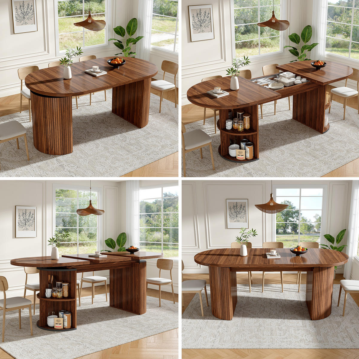 ESSTISCH in Natufarben Ausziehbarer Küchentisch mit verstecktem Stauraum, für Küche, Arbeitszimmer und Wohnzimmer - Dunkelbraun, Holzwerkstoff/Metall (160/80/76cm) - STILVORA