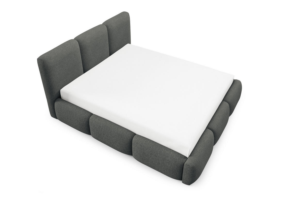 POLSTERBETT BOVA 180x200 cm mit Bettkasten,Lattenrost,Doppelbett,Boxspringbett-Optik-Dunkelgrau - Dunkelgrau, Holz (180/200cm) - Furnistar