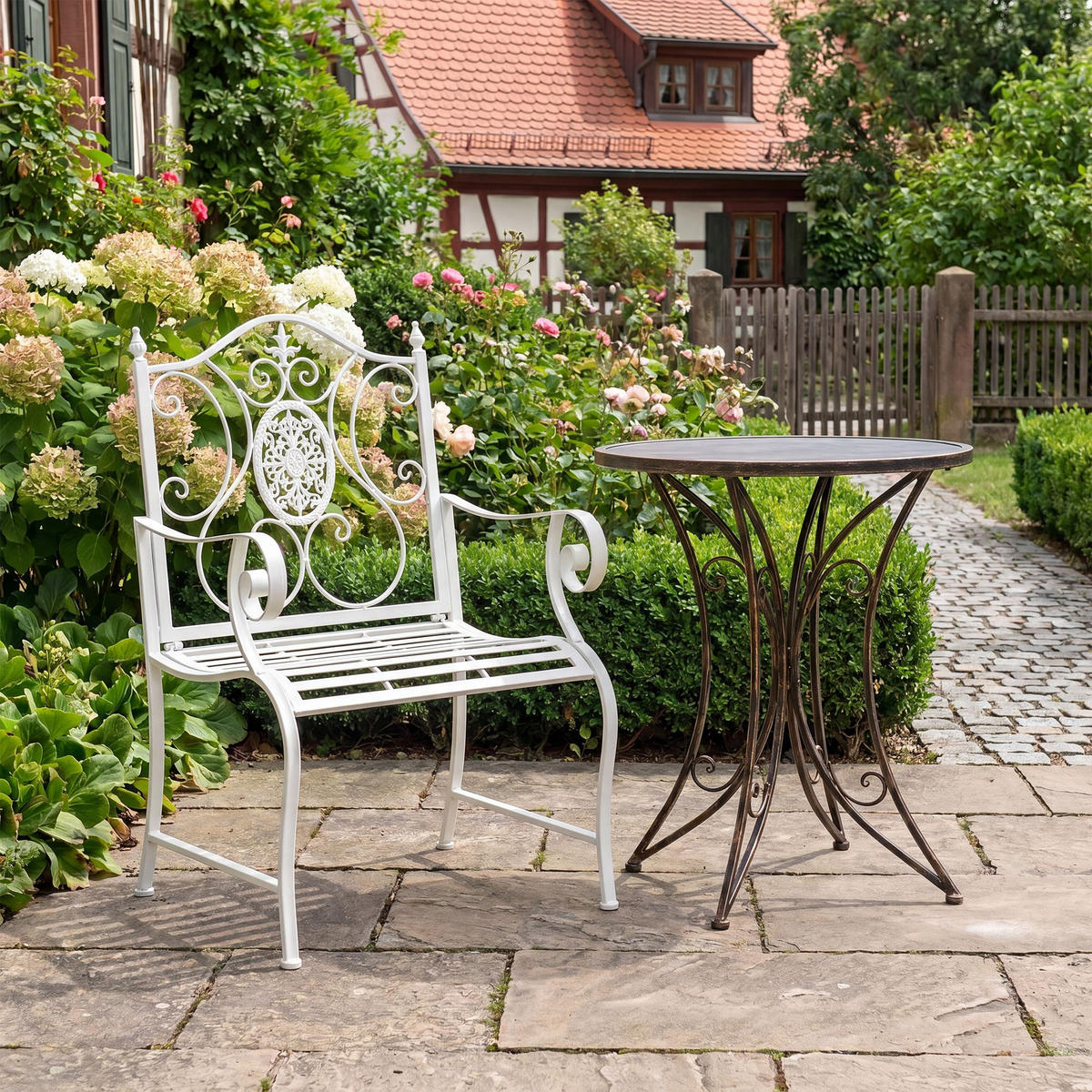 GARTENSTUHL Metall Weiß - Weiß, Metall (62/94/53cm) - CLP