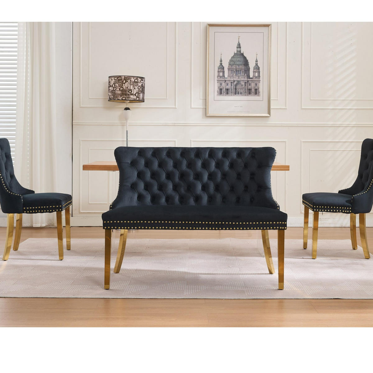 BARSTUHL-SET Samt Schwarz - Schwarz, Metall (116/89.5/58cm) - Meubliv