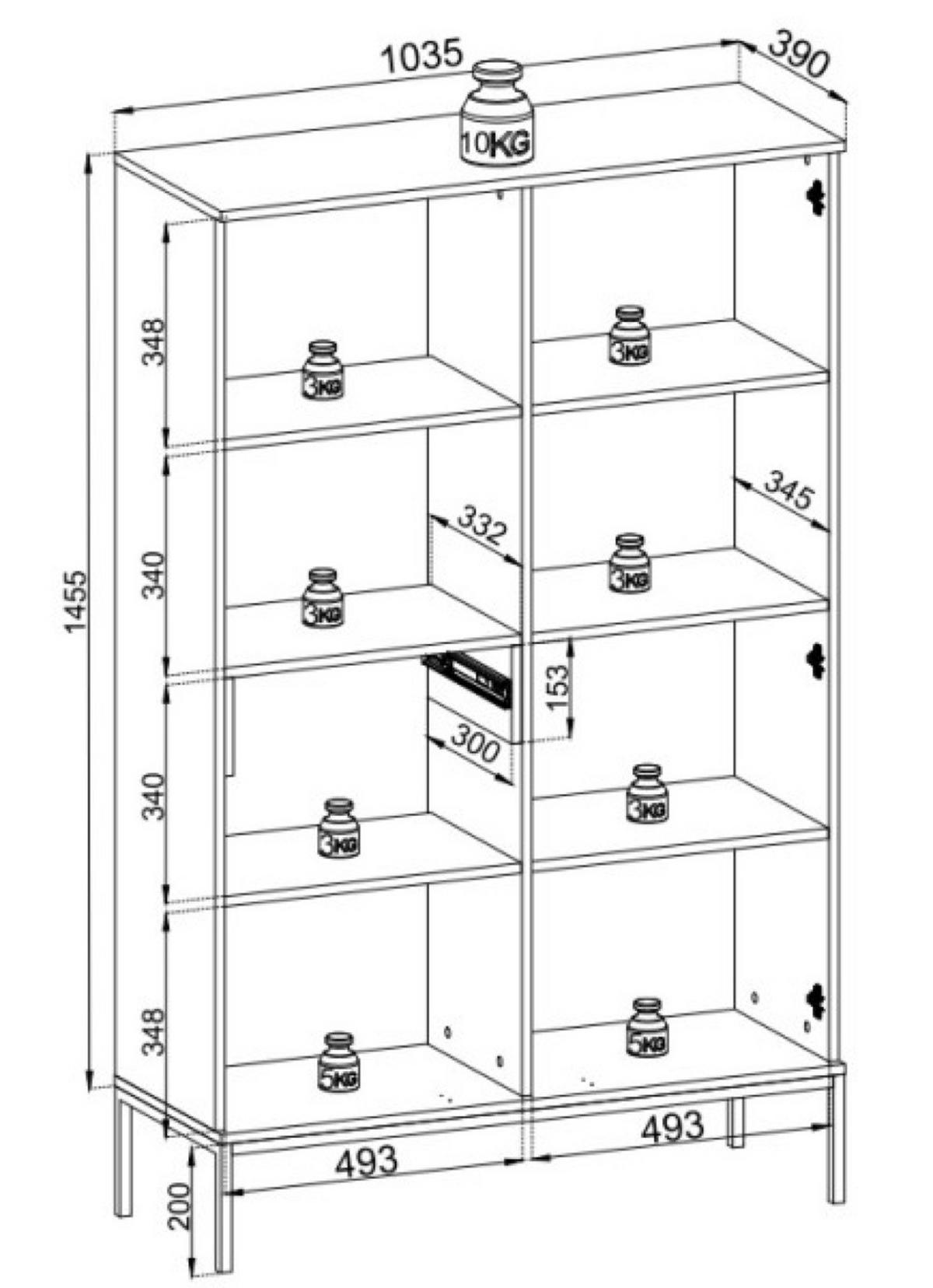 VITRINE Weiß SANTI Mit Lamellen Und LED-Beleuchtung - Multicolor, Holzwerkstoff (104/166/39cm) - Sepro Meble
