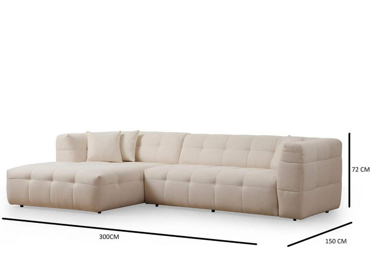 ECKSOFA modernes Design - Beige/Schwarz, Holz/Kunststoff (300/150cm) - myHomelando
