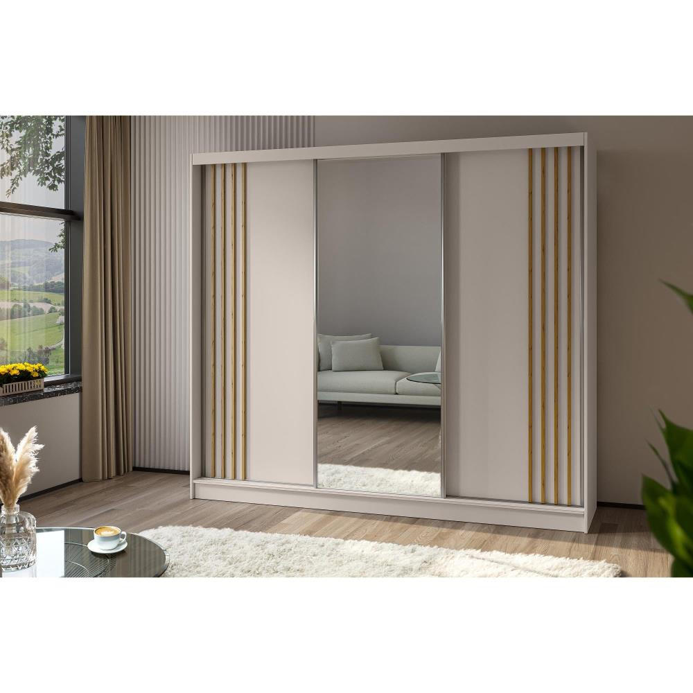 SCHWEBETÜRENSCHRANK Nela II 240/216/61 kaschmir+eiche Artisan mit Schubladen - Kaschmir/Eiche Artisan, Holzwerkstoff (240/216/61cm) - Beautysofa