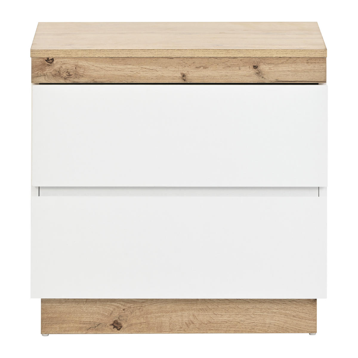 NACHTSCHRANK 2 Schubladen 50/40/55 cm weiß in Eicheoptik - Eichefarben, Holzwerkstoff (40/55/55cm) - OKWISH