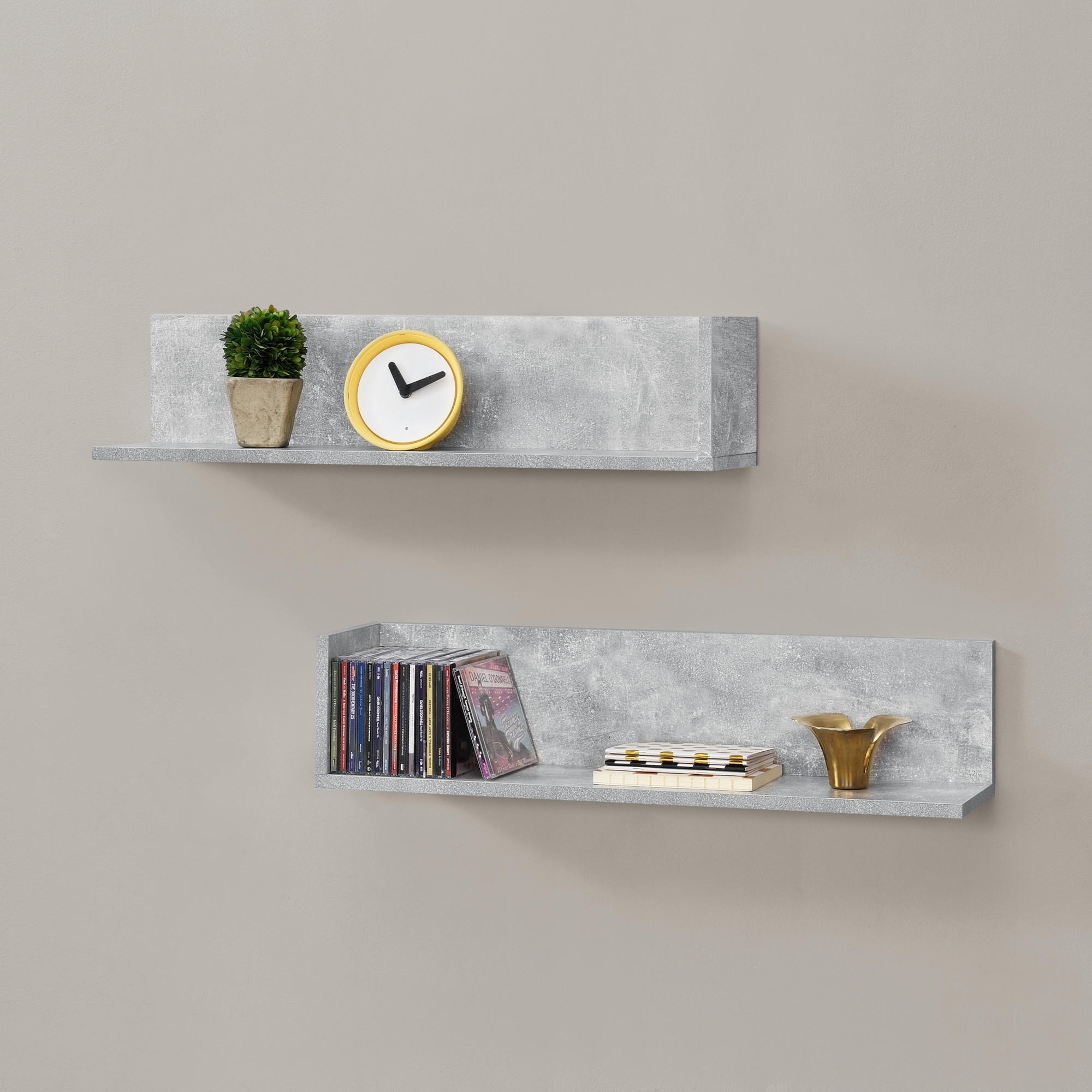 WANDREGAL-SET 2 TLG. Elverum - Grau, Holzwerkstoff (75/16.5/16.5cm) - [en.casa]