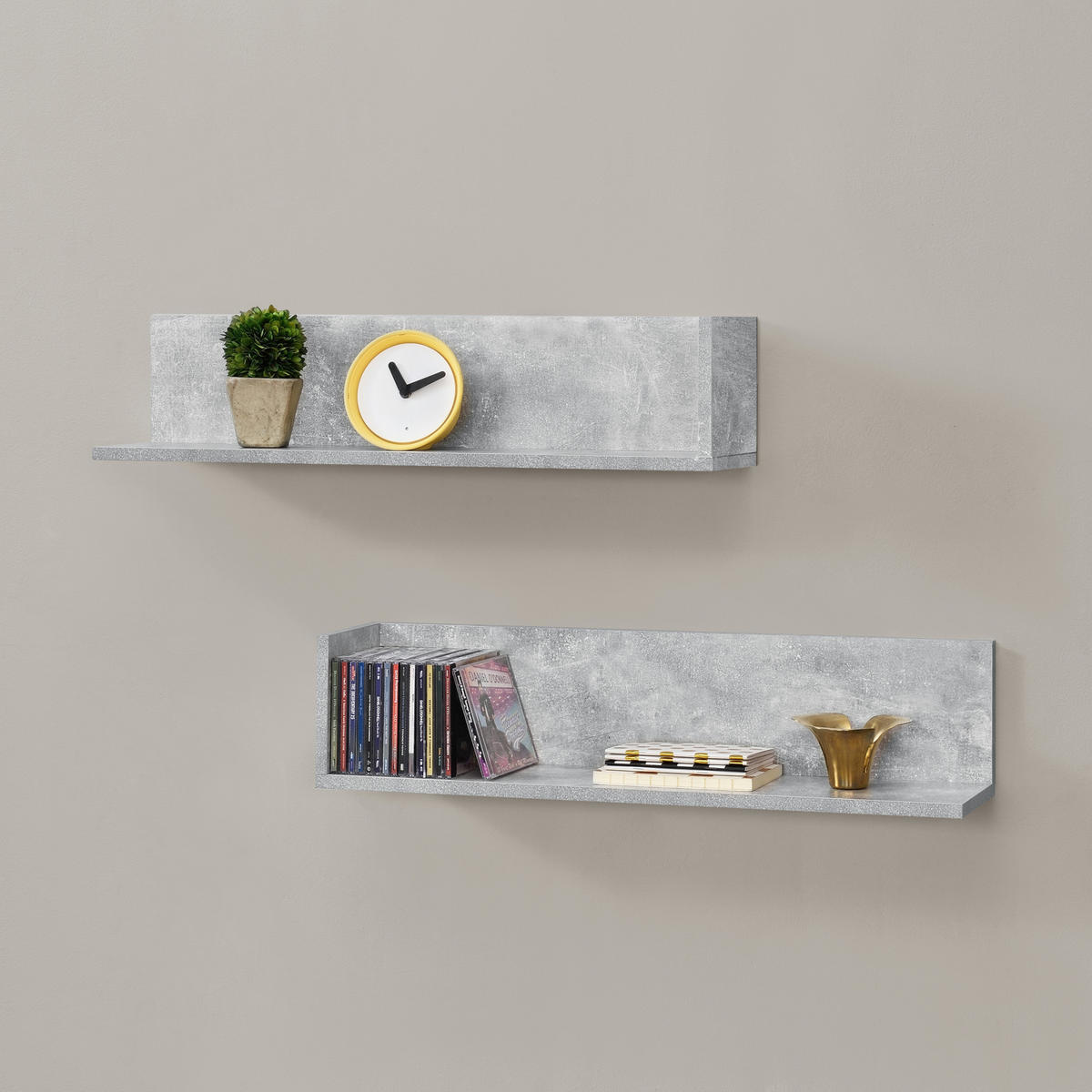 WANDREGAL-SET 2 TLG. Elverum - Grau, Holzwerkstoff (75/16.5/16.5cm) - [en.casa]