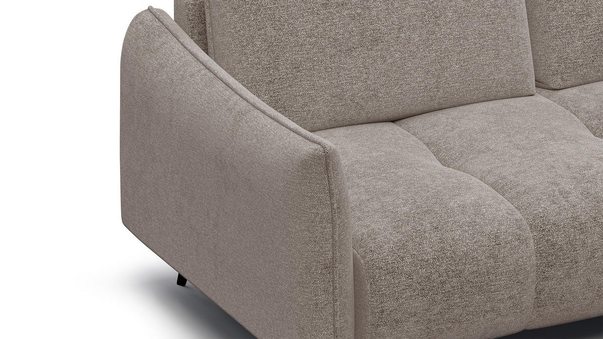 SOFA AERA 2,5-Sitzer, dunkelbeige - Beige/Schwarz, Holz/Textil (187/89/96cm) - Courtois Laville