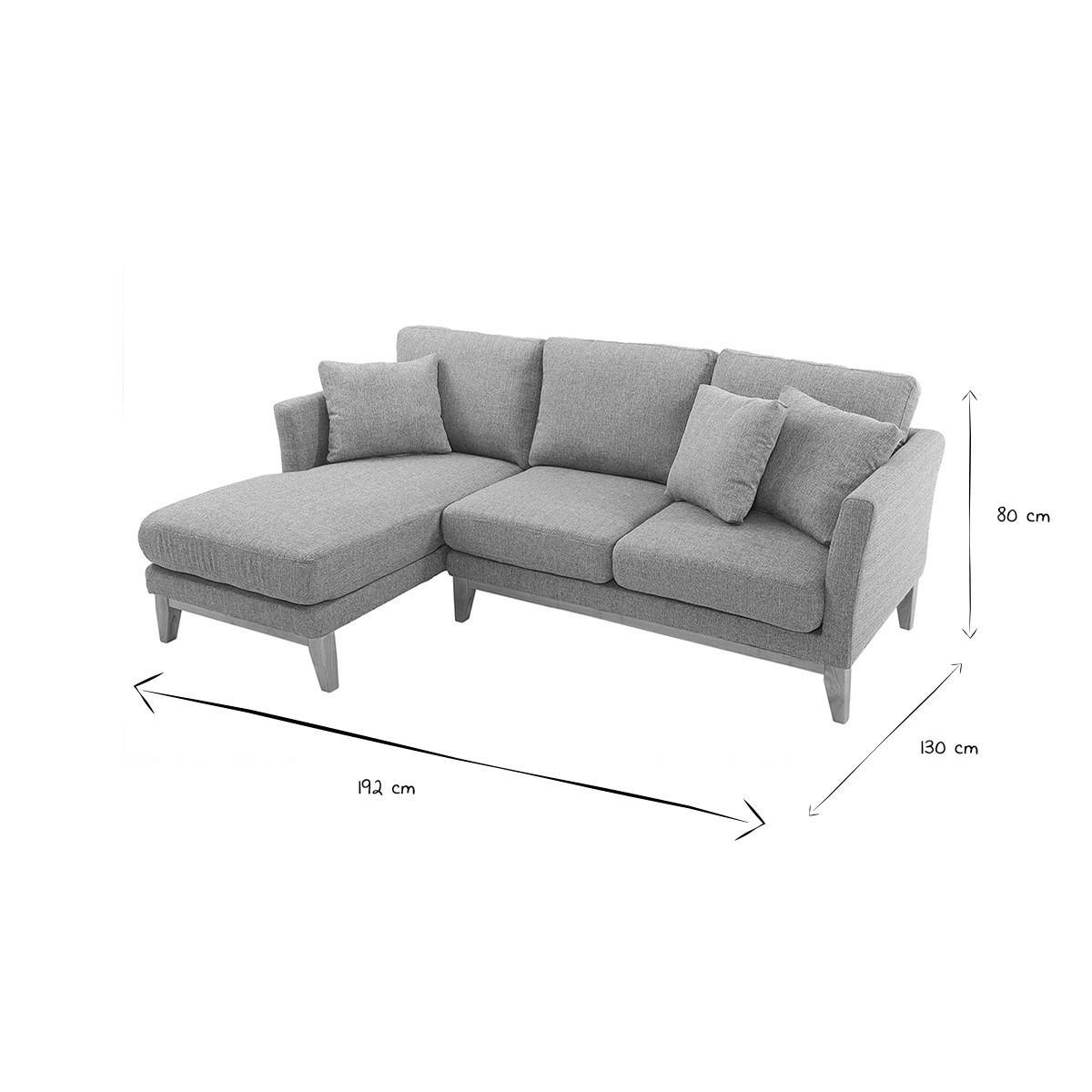 ECKSOFA Skandinavisch Links Hellgrau Abziehbarer Stoff OSLO - Hellgrau, Textil (130/192cm) - Miliboo