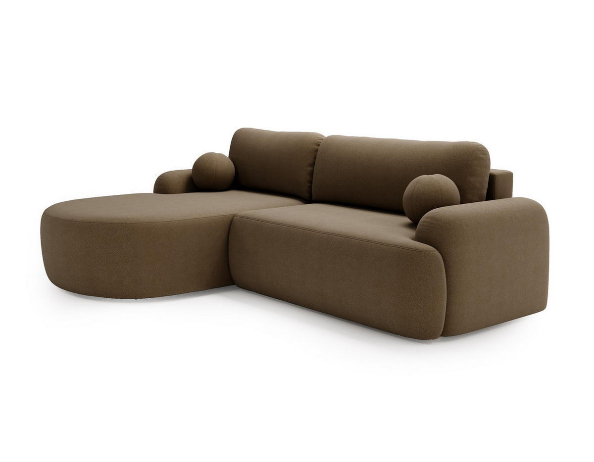 ECKSOFA DION BRAUN L - Links - Braun, Textil (261/177cm) - Luxkor24