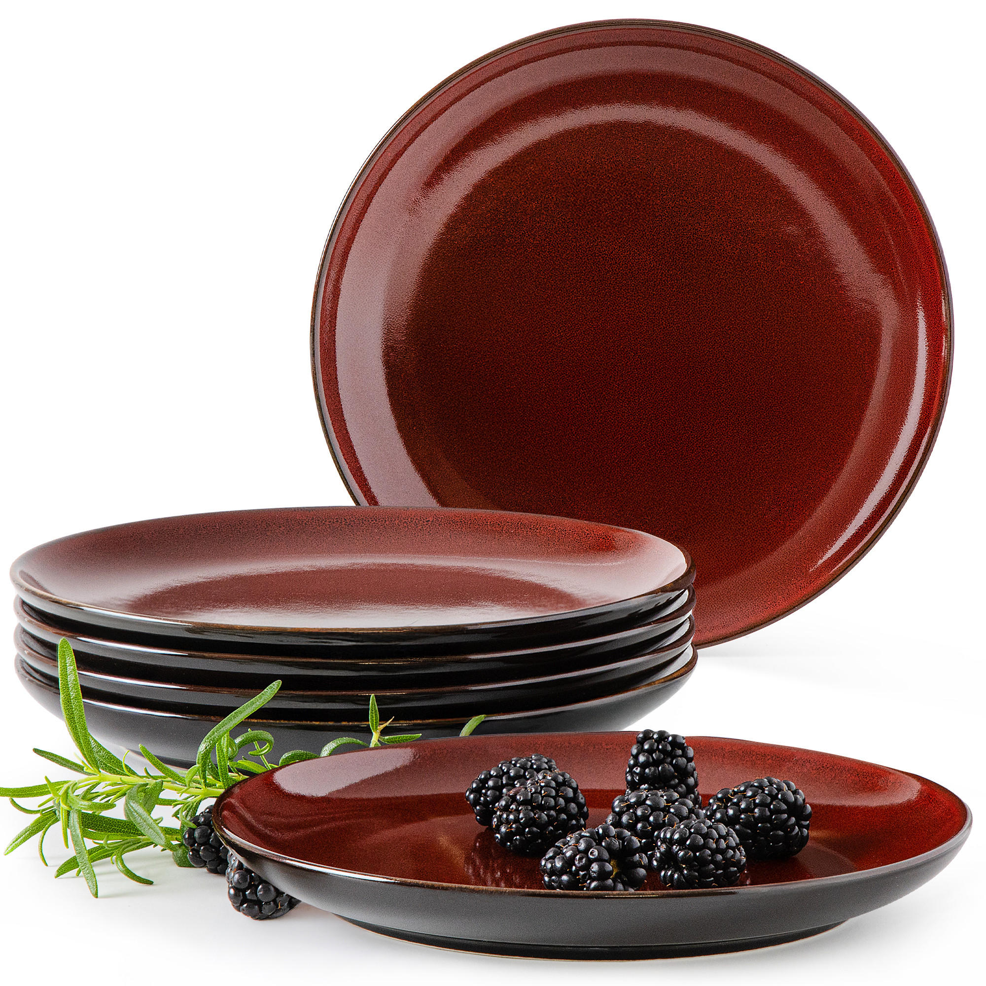 TELLER-SET DESSERTELLERSET GAMBIA 6-tlg - Rot, Keramik (20.5cm) - Ritzenhoff Breker
