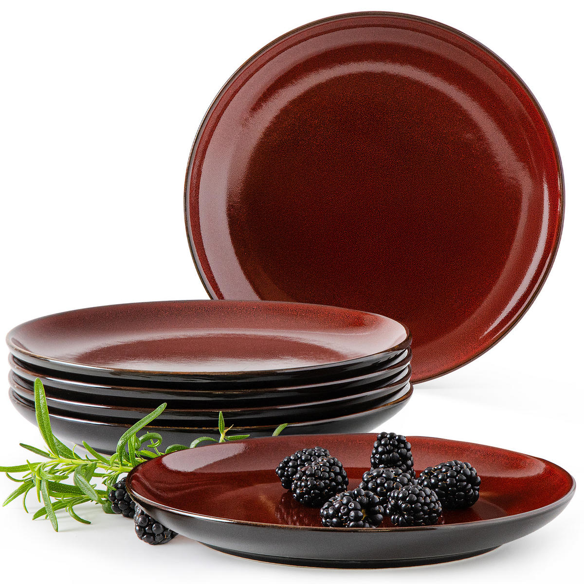 TELLER-SET DESSERTELLERSET GAMBIA 6-tlg - Rot, Keramik (20.5cm) - Ritzenhoff Breker