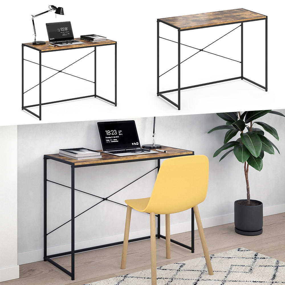 SCHREIBTISCH Fyrk Antikholz 100 x 45 cm - Alteiche/Schwarz, Holzwerkstoff (45/100/75cm) - Vicco