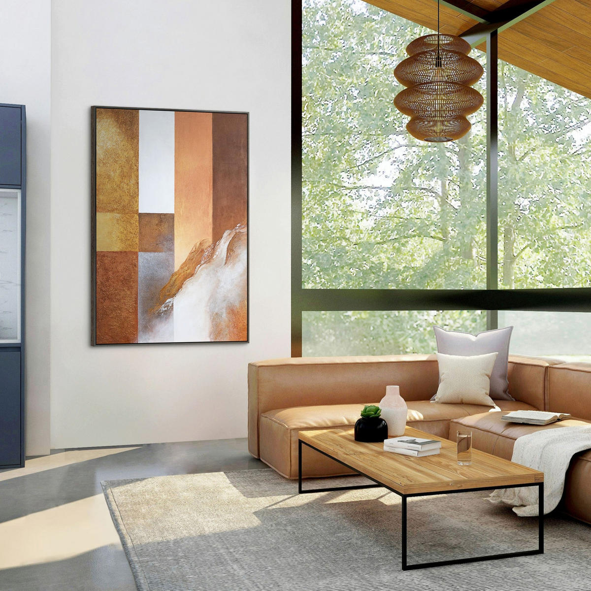 GEMÄLDE Harmonie der Formen Schattenfugenrahmen Beige 120x80 cm - Beige, Holz (120/80cm) - YS-art gallery