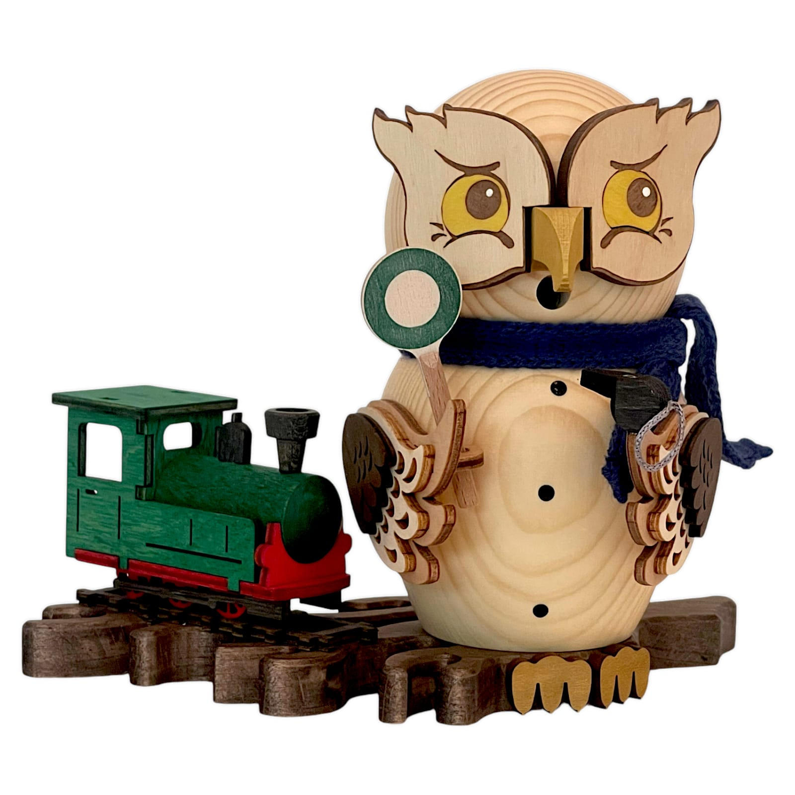 RÄUCHERFIGUR Eule mit Eisenbahn 15 cm - Multicolor, Holz (10/15/10cm)