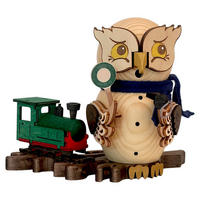 RÄUCHERFIGUR Eule mit Eisenbahn 15 cm - Multicolor, Holz (10/15/10cm)