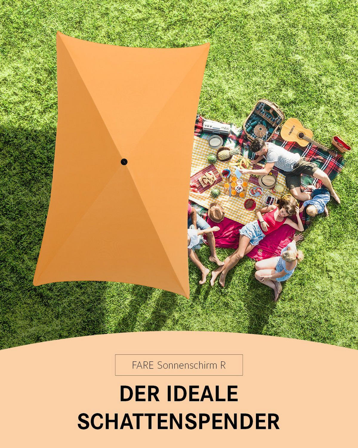 SONNENSCHIRM 235/235/144 cm - Orange, Kunststoff (235/235cm) - FARE