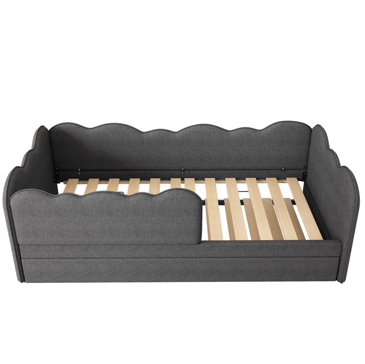 TAGESBETT mit Ausziehbett 90x190 cm Leinen Grau - Grau, Holzwerkstoff (90/190cm) - Beauniv