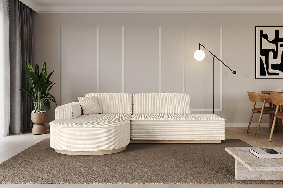 ECKSOFA Ottomane Links ARRIO-L1 - 243x171x83 cm Beige - Beige, Holzwerkstoff/Textil (243/171cm) - ALTDECOR