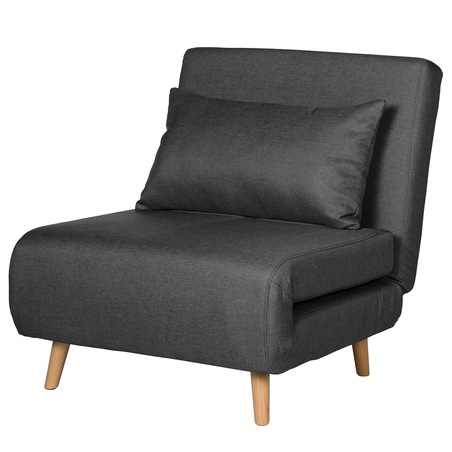 SCHLAFSESSEL - Textil / Teilmassivholz - Dunkelgrau/Buchefarben, Holz/Buchenholz (77/81/90cm) - home24