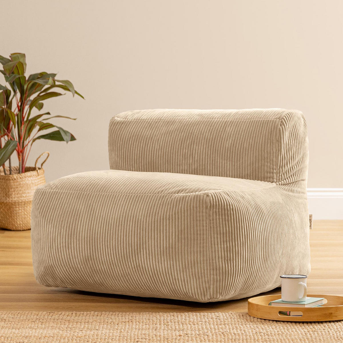 SITZSACK-SESSEL ZEN modular Cord - Beige, Textil (95/68/100cm) - icon