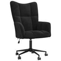 RELAXSESSEL Schwarz Samt - Schwarz, Naturmaterialen (69/102/61.5cm) - vidaXL