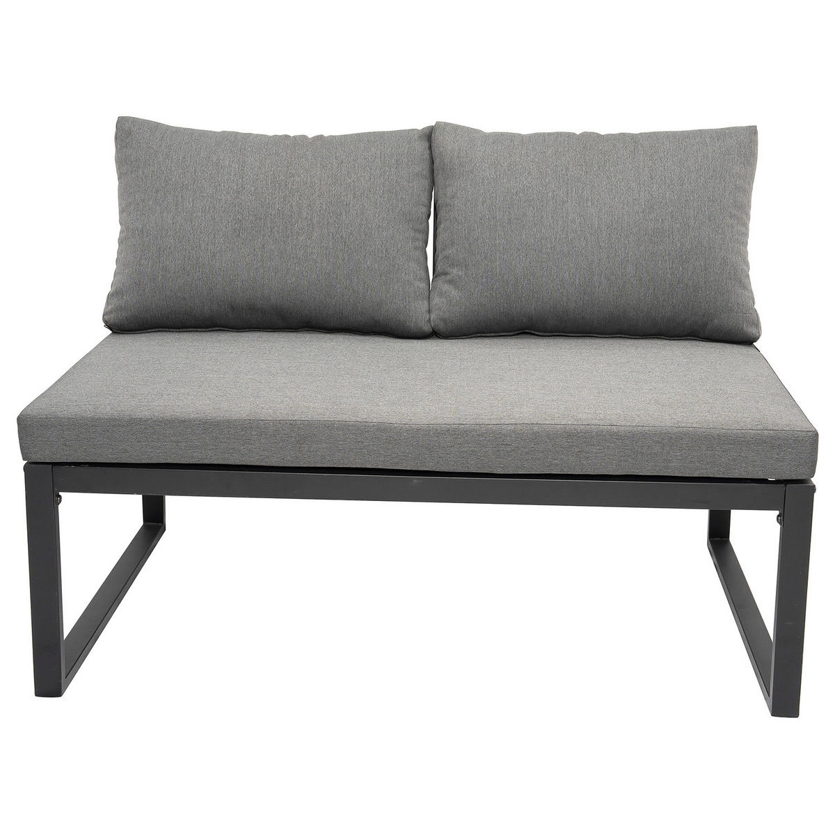 LOUNGESET - 3-teilig - Eisen / Webstoff - Grau / Anthrazit - Schwarz/Grau, Kunststoff/Textil - home24