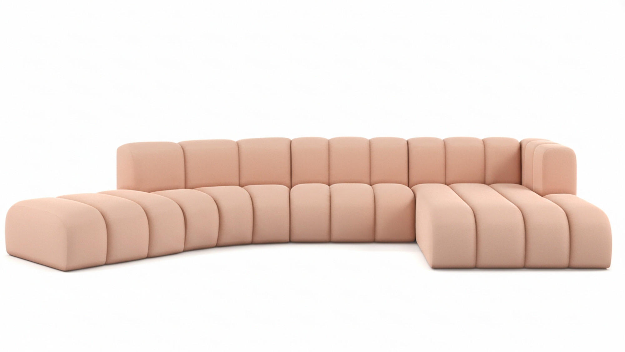 ECKSOFA L-Form GRAND Round, Stoff Salvador, Rosa, Rechts - Pink, Holz (445/179cm) - Kaiser Möbel