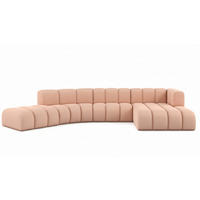 ECKSOFA L-Form GRAND Round, Stoff Salvador, Rosa, Rechts - Pink, Holz (445/179cm) - Kaiser Möbel