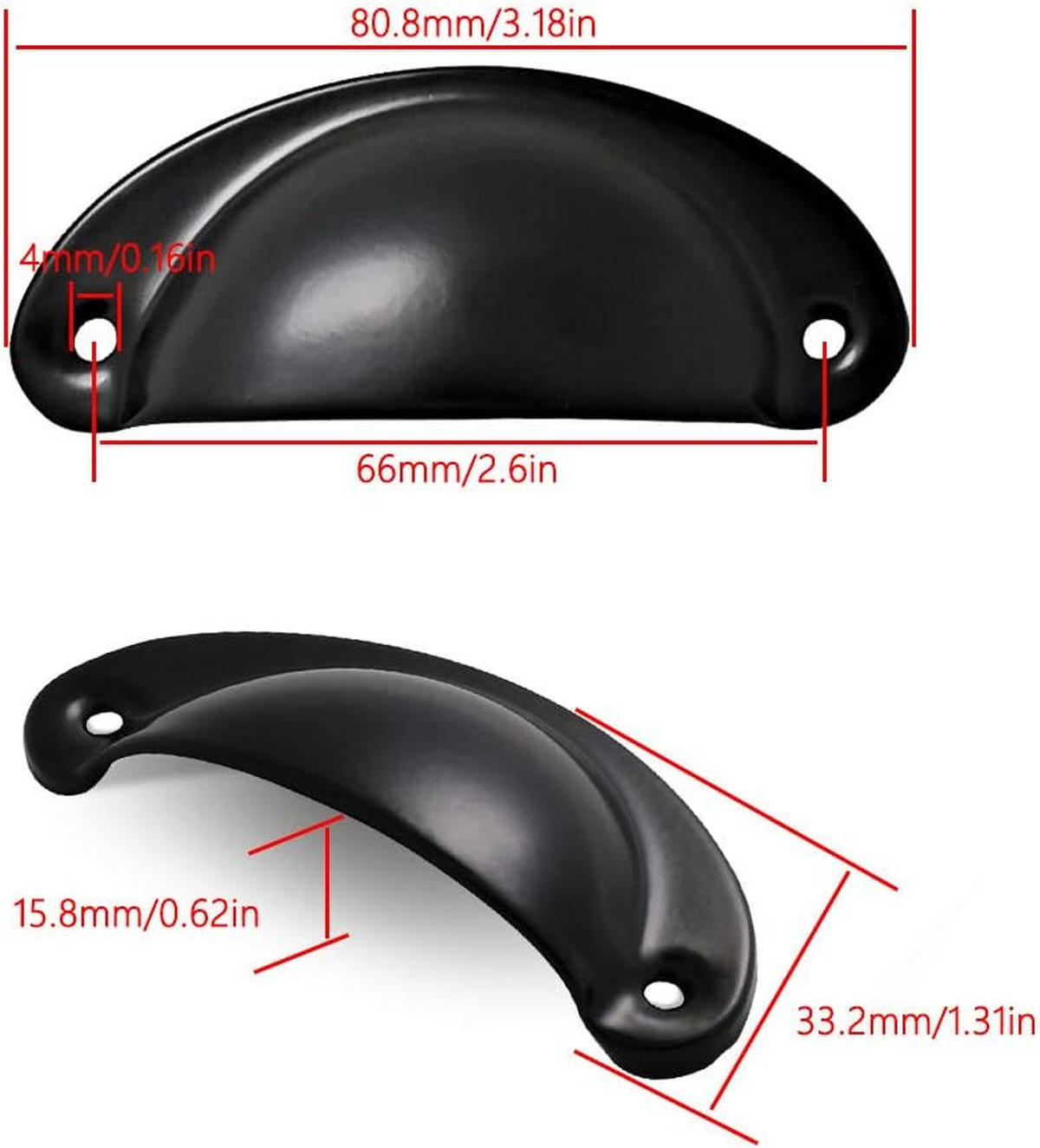MÖBELGRIFF Schwarz 12er-Set - Schwarz, Metall (3.5/3/8.1cm)
