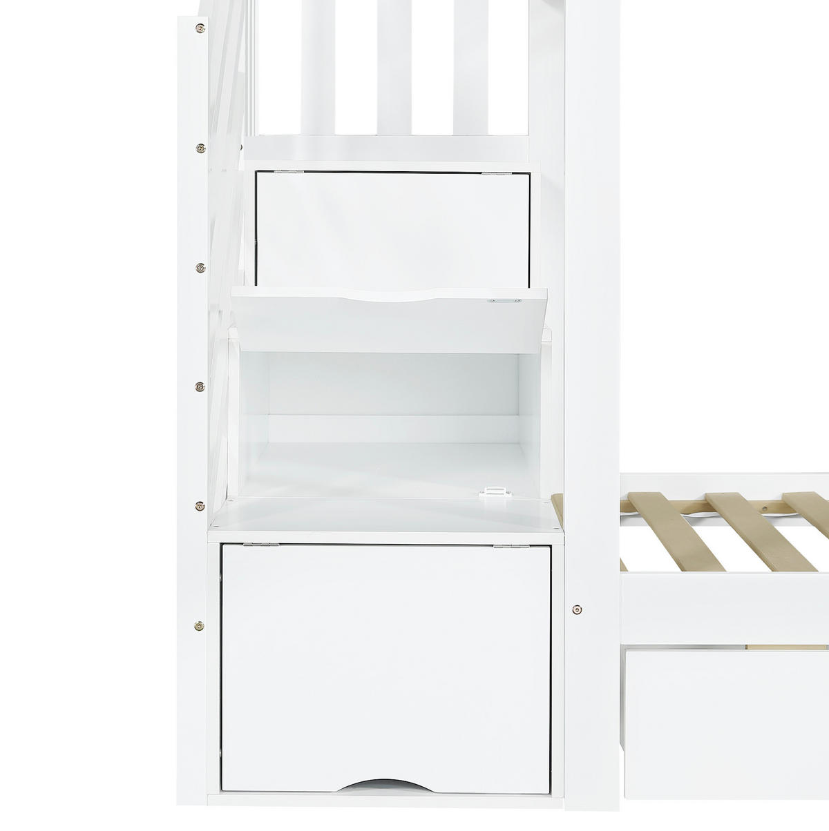 ETAGENBETT 90/200 cm aus Kiefer, MDF und Sperrholz mit Rutsche, Weiß - Weiß, Holz (90/200cm) - OKMYHOME