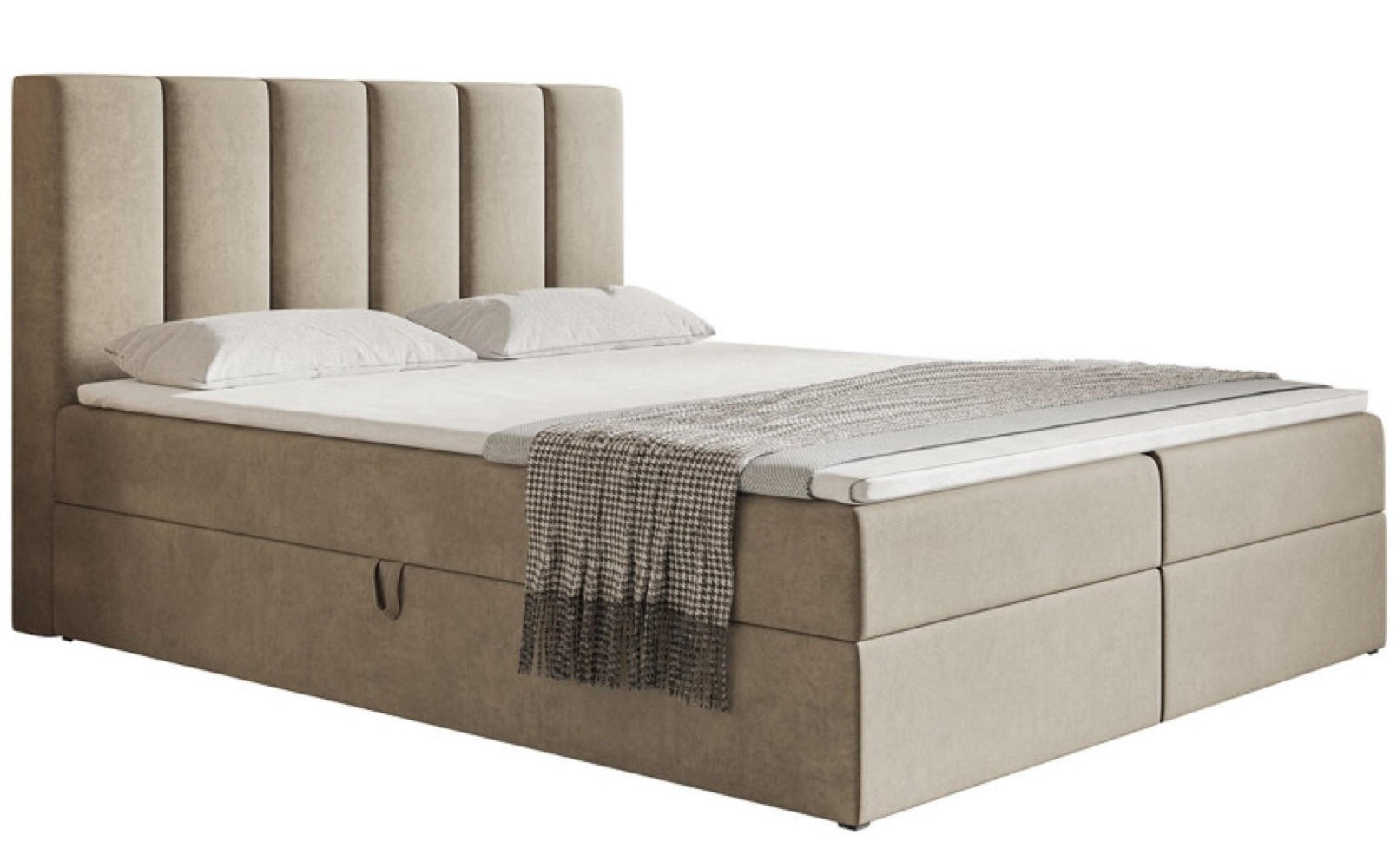 BETT Beige FOX Kontinental 180x200 cm - Beige/Schwarz, Textil (180/200cm) - Sepro Meble