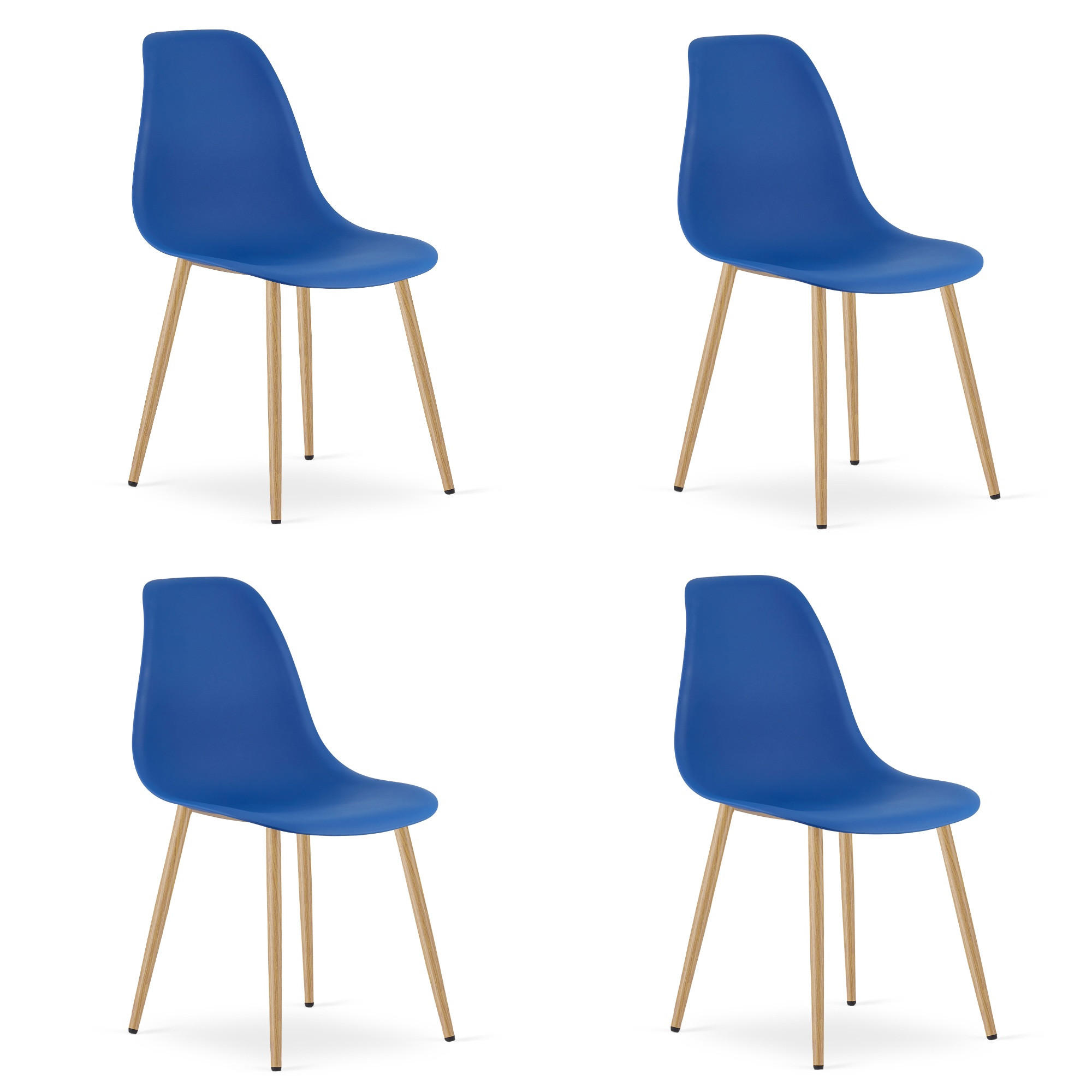 ESSZIMMERSTUHL 4-er Set KALEO blauer Sitz, natürliche Beine - Blau/Naturfarben, Kunststoff (46/84/51cm) - Valora