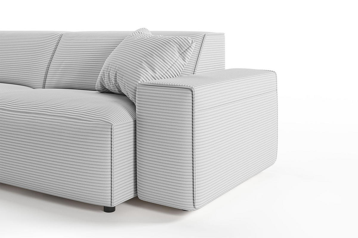 ECKSOFA RANI Hellgrau Cord - Hellgrau/Schwarz, Kunststoff/Textil (299/189cm) - KAWOLA