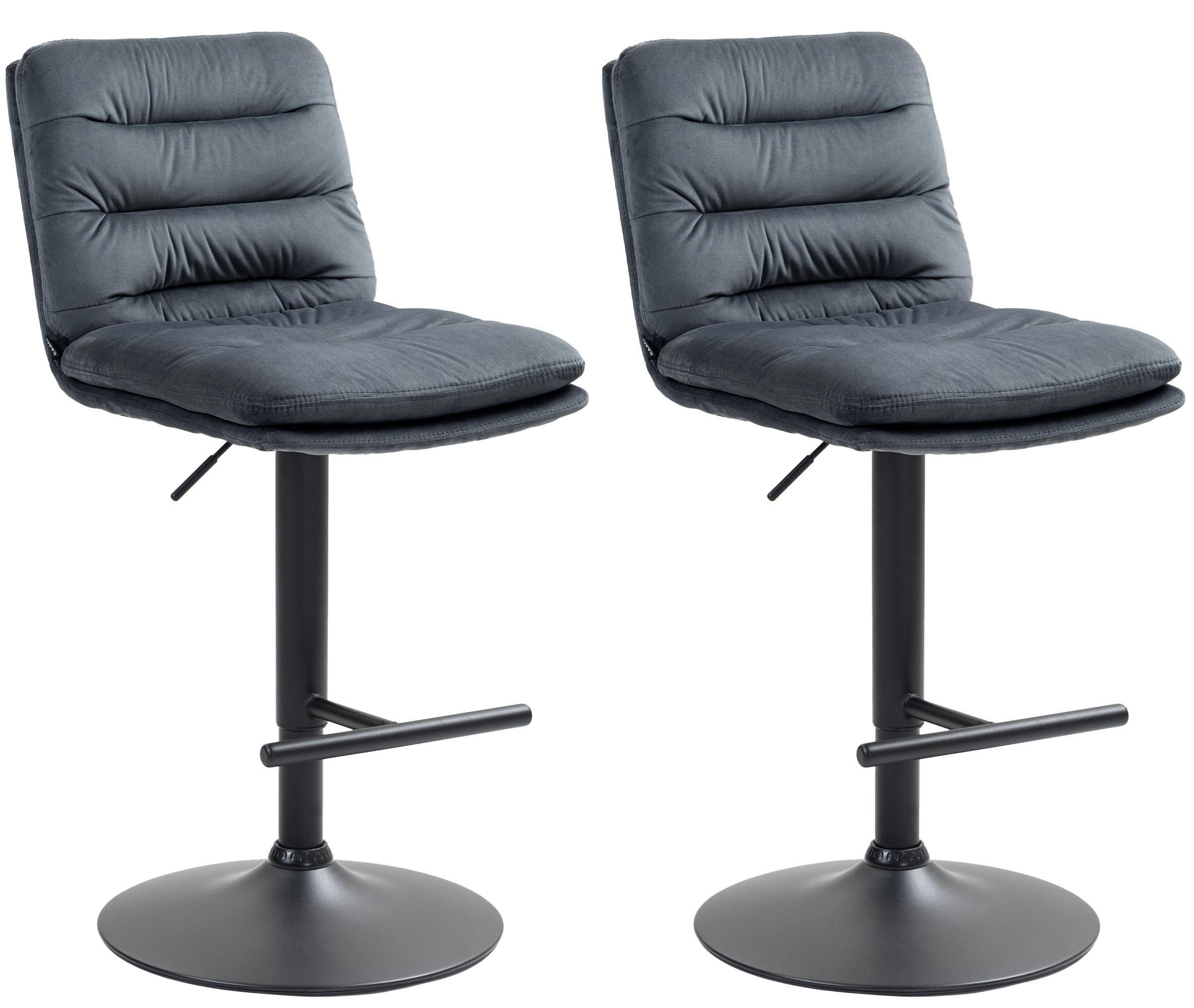 BARHOCKER 2er Set Samt dunkelgrau - Dunkelgrau/Schwarz, Textil/Metall (42/94/56cm) - CLP