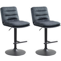 BARHOCKER 2er Set Samt dunkelgrau - Dunkelgrau/Schwarz, Textil/Metall (42/94/56cm) - CLP