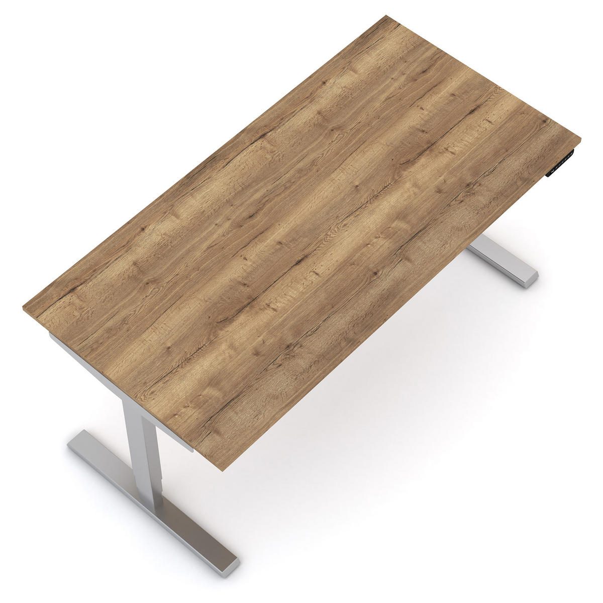 SCHREIBTISCH Elektrisch höhenverstellbarer Schreibtisch Y-Line Eiche Tabak Weißaluminium 160/70/62-127cm - Weiß Hochglanz/Silberfarben, Holzwerkstoff/Metall (70/160/127cm) - ASSMANN