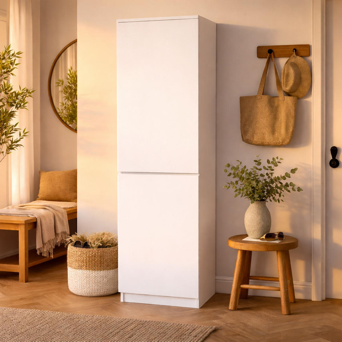 MEHRZWECKSCHRANK 2-türig mit 5 Einlegeböden in Weiß - Weiß, Holzwerkstoff (50/180.5/40cm) - Home Collective