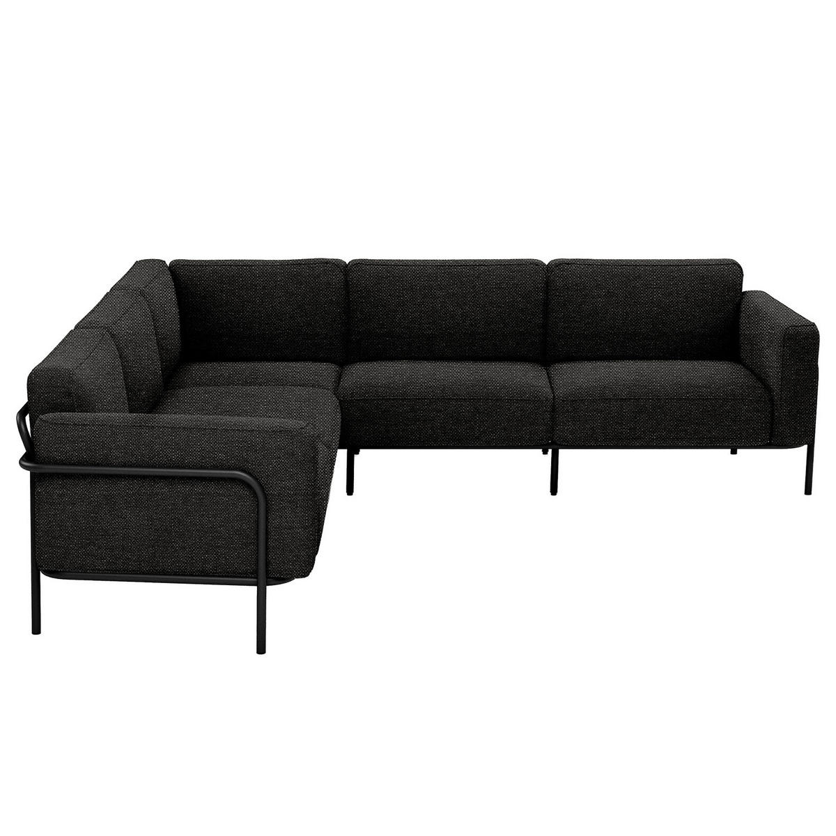 OUTDOOR-ECKSOFA - Schwarz, Textil/Metall (247/76/247cm) - home24