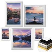 WANDBILDER 5er-Set - 50x50 cm & 20x30 cm & 40x60 cm Weißer Rahmen - Landschaften Berge Seen jelen - Weiß, Kunststoff (40/60cm) - ArtPrintCave