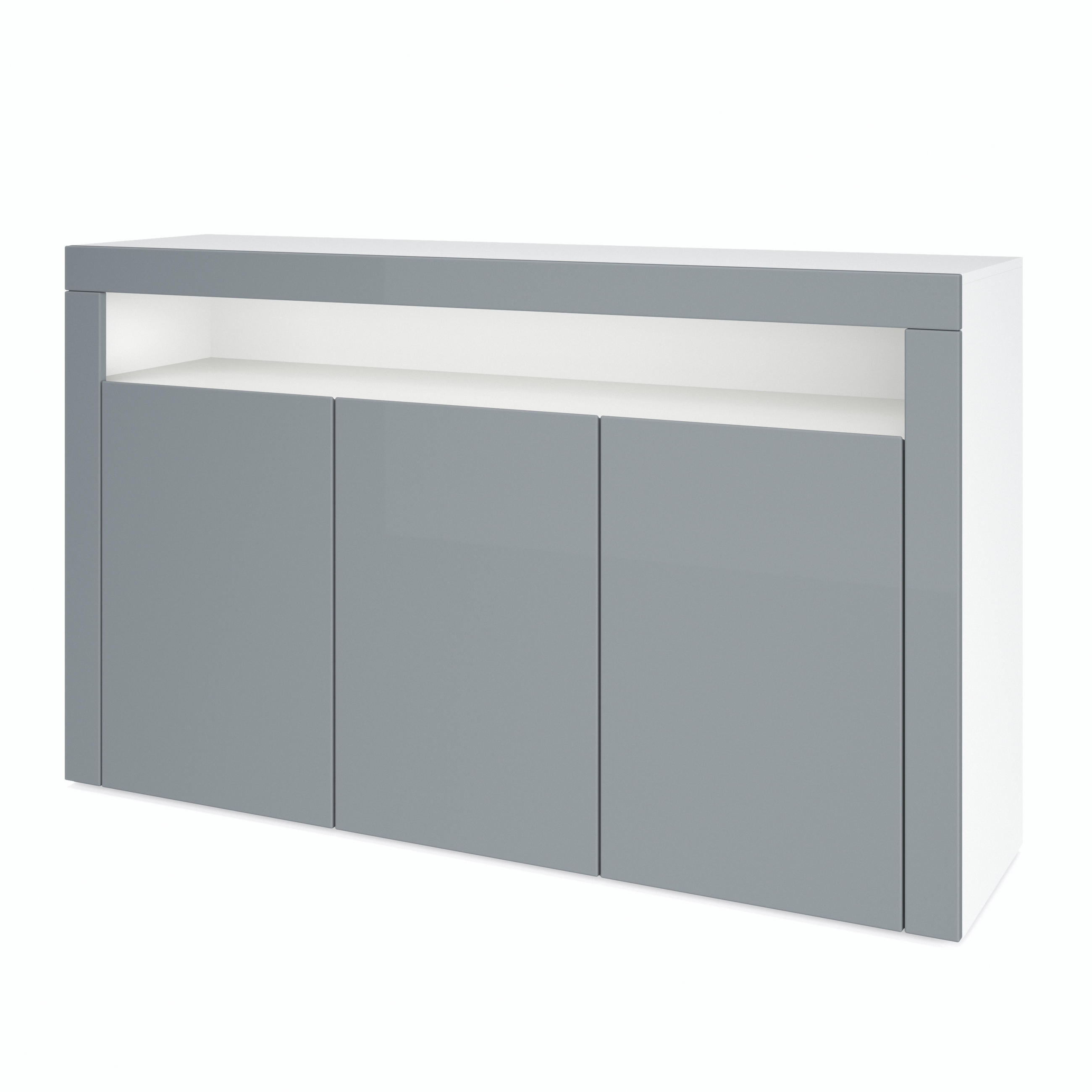 SIDEBOARD Valencia Grau Hochglanz / Grau Hochglanz - Grau, Holzwerkstoff (155/92/40cm) - Vladon