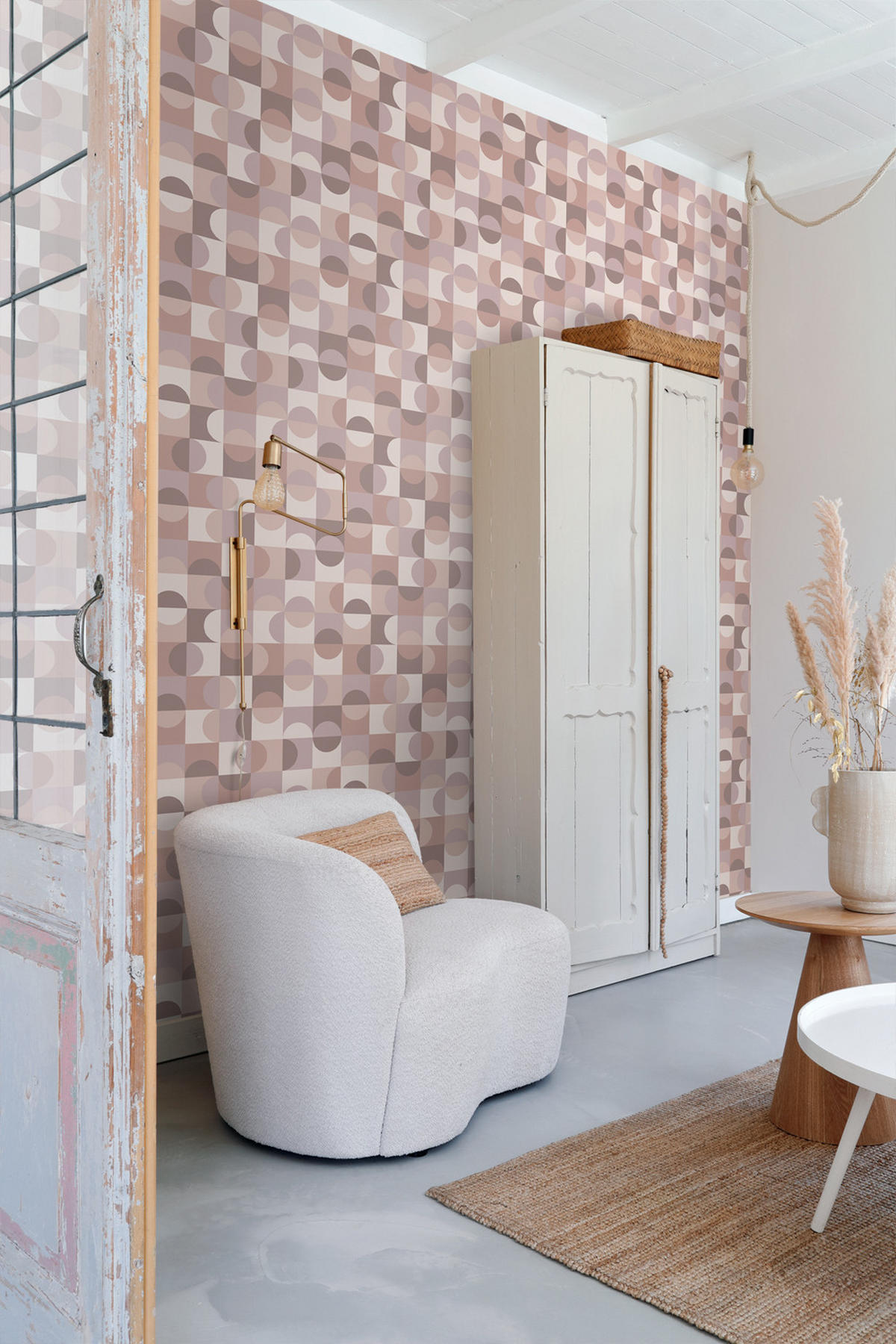 TAPETE Kreise im Bauhaus-Stil 50 x 900 cm - Pink, Papier (50/900cm) - ESTAhome